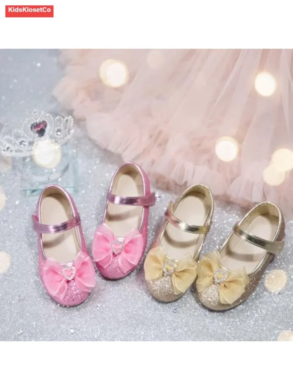 Girls Mary Jane Flats Bow Cute Princess Dress Shoes Non-Slip Soft Sole